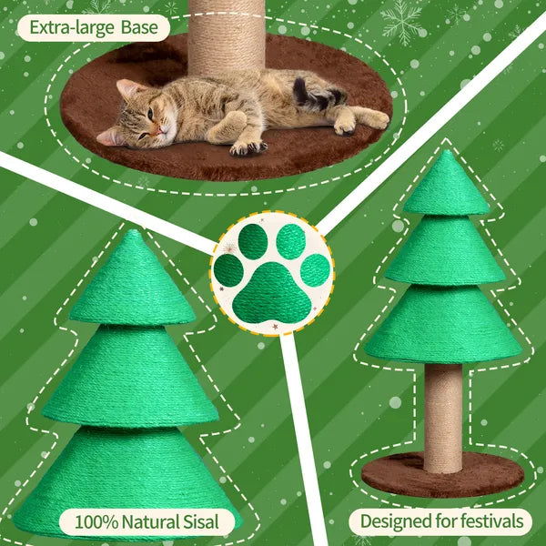 31.5in Christmas Tree Cat Scratcher, Cat Scratching Post For Indoor Cats