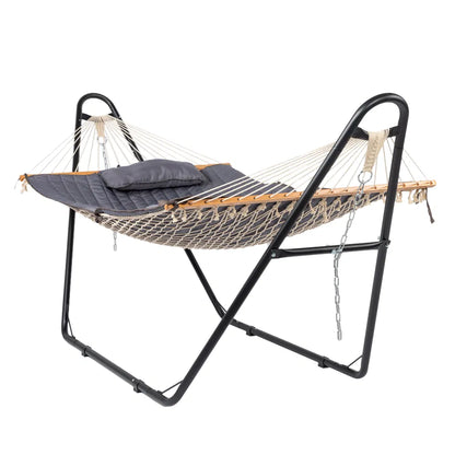 Hammock With Stand, Double-Barrel Hammock With Hammock Bed, Heavy Duty Adjustable Hammock Set For Outdoors, Patio, Yard - view 2