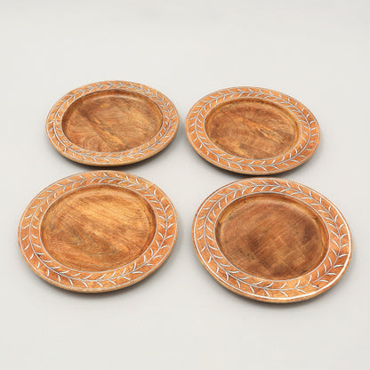 Handcrafted Wood Charger Plate Wooden Dinning Placemat Artisan Wood Tableware - view 4