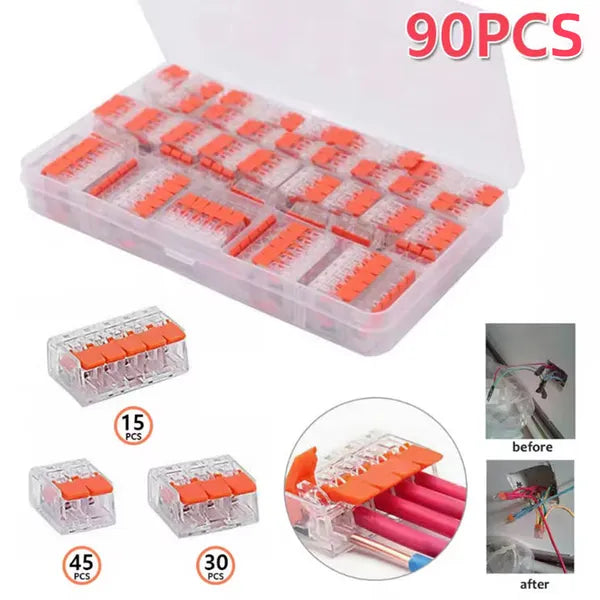 90pcs Cable Connectors Set, Connection Terminals, Conductor Clamps, Electrical Connection Blocks - view 3