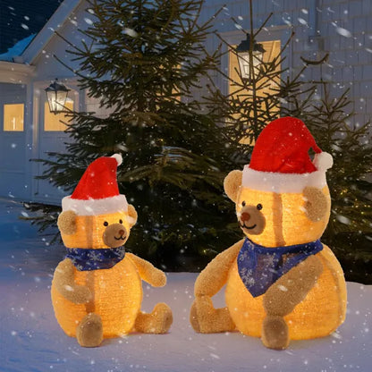 Set Of 2 Lighted Plush Bear Christmas Decorations, Pre-lit Pull Up Holiday Decor With 60 Warm White LED Lights For Xmas - view 7