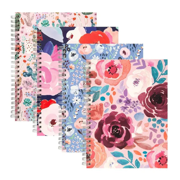 80pg Ruled Notebook 5.875" x8" Floral (Designs May Vary): Spiral Soft Cover Journal, Multicolor, 6x8 Inches