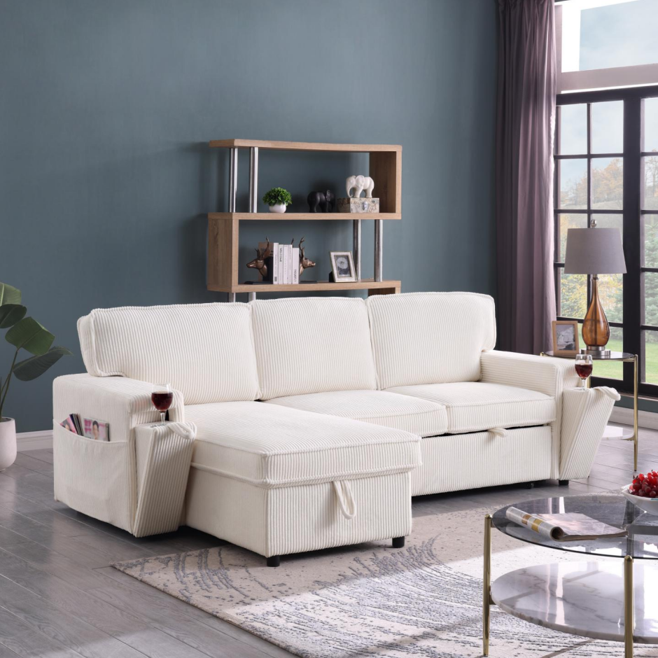 Upholstery Sleeper Sectional Sofa With Storage Space - view 10