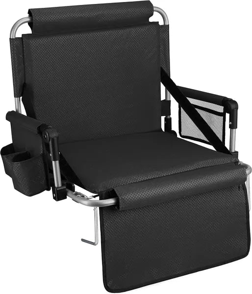 Alpcour Stadium Seat - Foldable, Padded Bleacher Chair With Backrest, Armrest, Pockets, & Cup Holder
