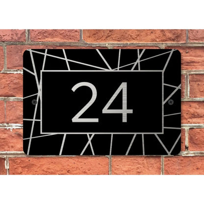Custom House Address Sign Metal Plaque Gold Silver Numbers
