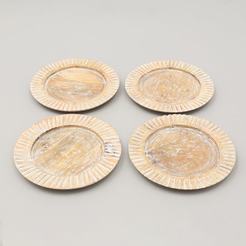 Handcrafted Wood White Charger Plate Wooden Dinning Placemat Artisan Wood Tableware - view 5