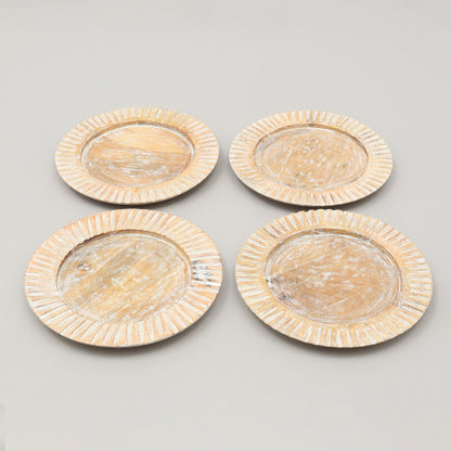Handcrafted Wood White Charger Plate Wooden Dinning Placemat Artisan Wood Tableware - view 5