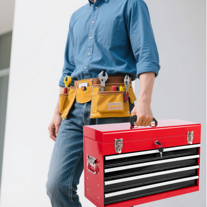 Heavy Duty Metal Tool Box, 21-inch, Portable Metal Tool Box With 4 Drawers, Small Tool Chest With EVA Liners - view 5