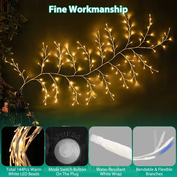 Lighted Birch Garland 7.87FT Lighted Twig Vine Lights 144LED Birch Garland With Lights String Light With Timer 8 Modes - view 5