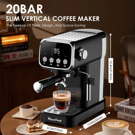 20 BAR Slim Vertical Espresso Machine With Milk Frother, Built-in Cup Warmer, 43 OZ Detachable Tank, For Rich Espresso - view 2