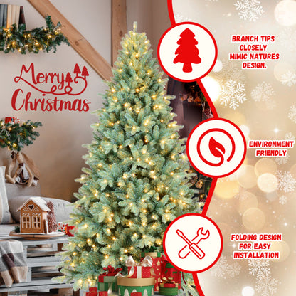 Artificial 7.5ft Blue Green Tint Christmas Tree With 2148 PE PVC Mixed Branch Tips, Memory Wire Iron Wire - view 7