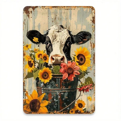8x12 Inch ( 20.3x30.5cm ) Vintage Rustic Aluminum Sign Farmhouse Sunflower For Bar