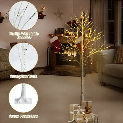 White 5FT LED Birch Tree - Lifelike Bark 72 Lights Flexible Branches 7.2ft Cord For Christmas - view 8