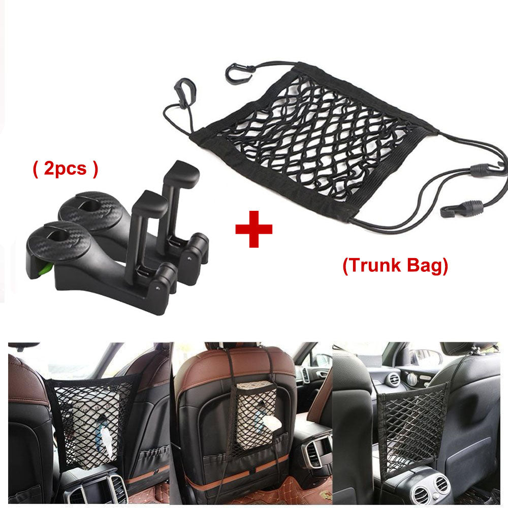 Car Headrest Hook with Phone Holder Seat Back Hanger for Bag Handbag Purse Grocery Cloth - view 4