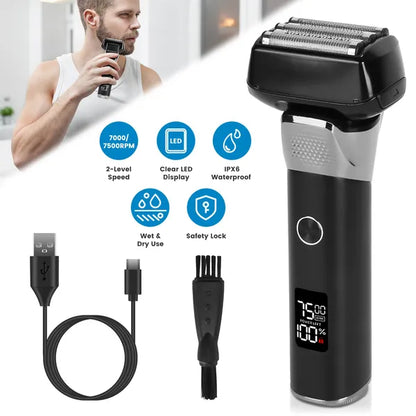 Electric Foil Face Shaver 5-Blade Electric Razor For Men Wet & Dry Jawline Beard Trimmer Precision Sideburn Shavers