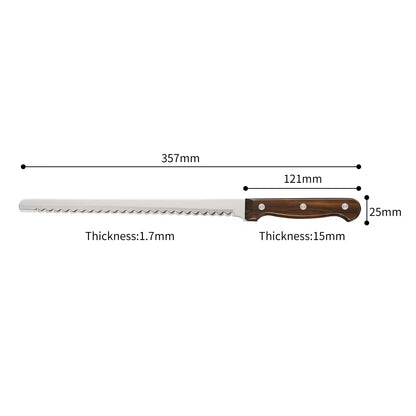 10-Inch Luxury Mirror Polished Carbon Steel Kitchen Bread Knife With Wooden Handle - view 6