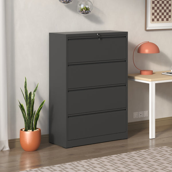 4 Drawer Lateral File Cabinet With Lock Tall Heavy-Duty Metal Filing Cabinet For Home Office
