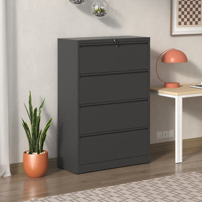 4 Drawer Lateral File Cabinet With Lock Tall Heavy-Duty Metal Filing Cabinet For Home Office