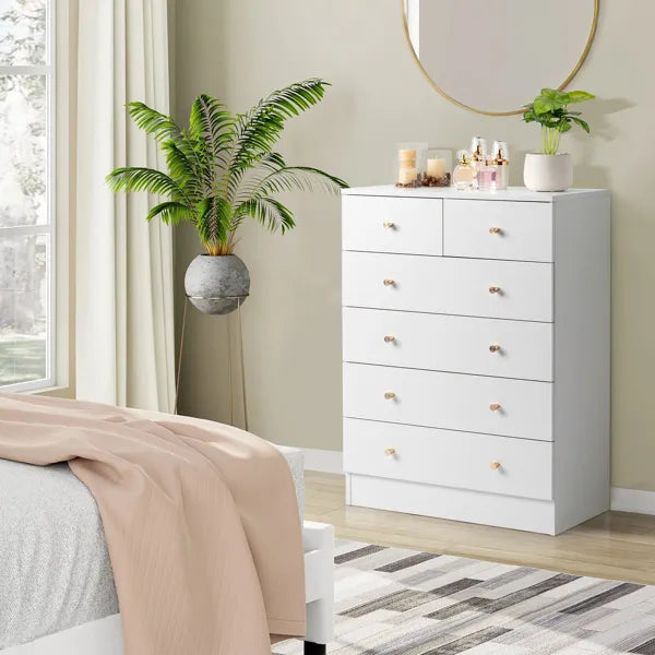 Modern Simple 6-Drawer Dresser White - view 3