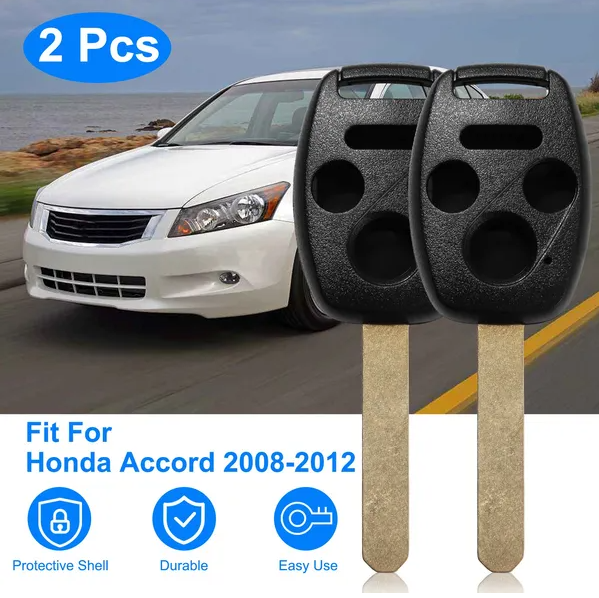 2Pcs Keyless Entry Remote Shell Case Fit For Accord 2008-2012 Car Key Fob Pad Replacement