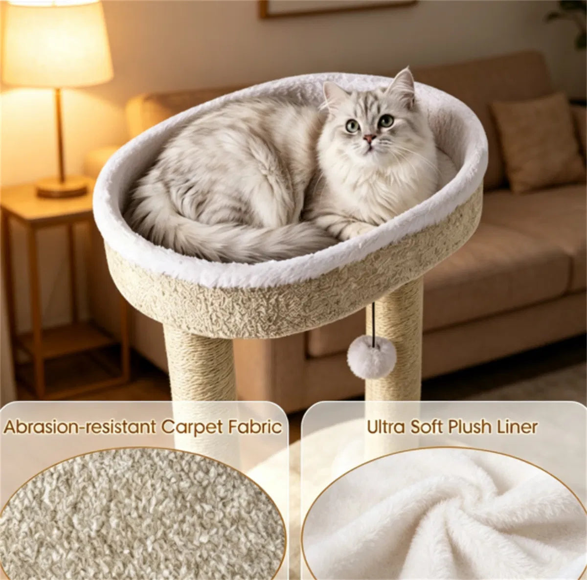 36" Compact SpaceSaving Cat Activity Center, HeavyDuty Stable Cat Climbing Furniture with Plush Rest Areas & Pompom Toy - view 5