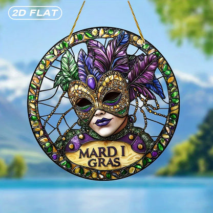 Colorful Suncatcher Hanging Decor Acrylic Mask Glass Effect Room Garden Porch Party Scene Decoration Gift - view 3