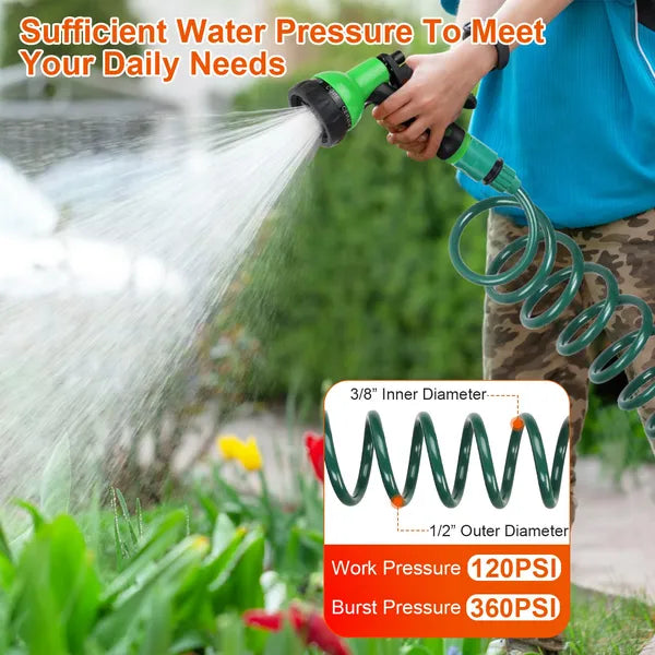 EVA Recoil Garden Hose Flexible Self-coiling Water Hose With 3/4' And 1/2' Adapter With 7 Spraying Modes For Boat - view 4