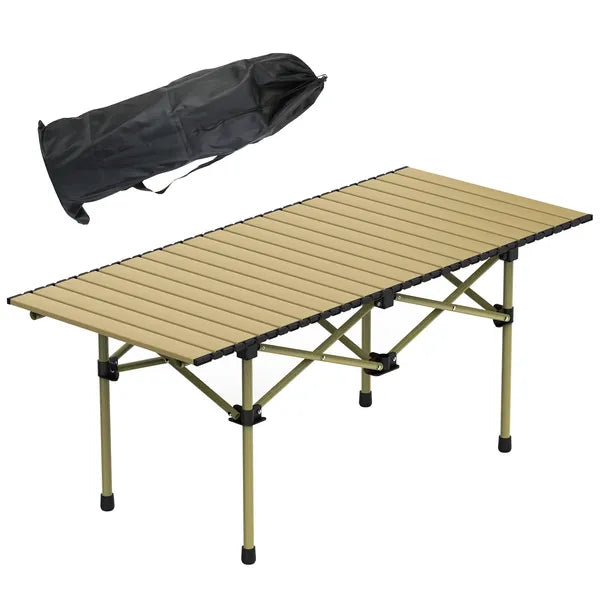 Folding Camping Table Portable Lightweight Carbon Steel Roll-up Picnic BBQ Desk With Carry Bag Heavy Duty For Outdoor