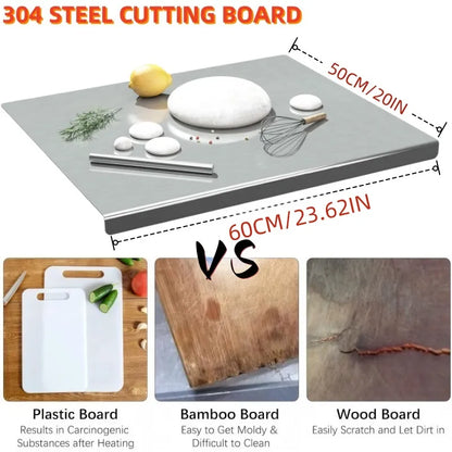 XXL 304 Stainless Steel Cutting Board Anti-Slip & Mildew-Proof No More Moldy Wooden Boards - Heavy-Duty & Food-Safe - view 5