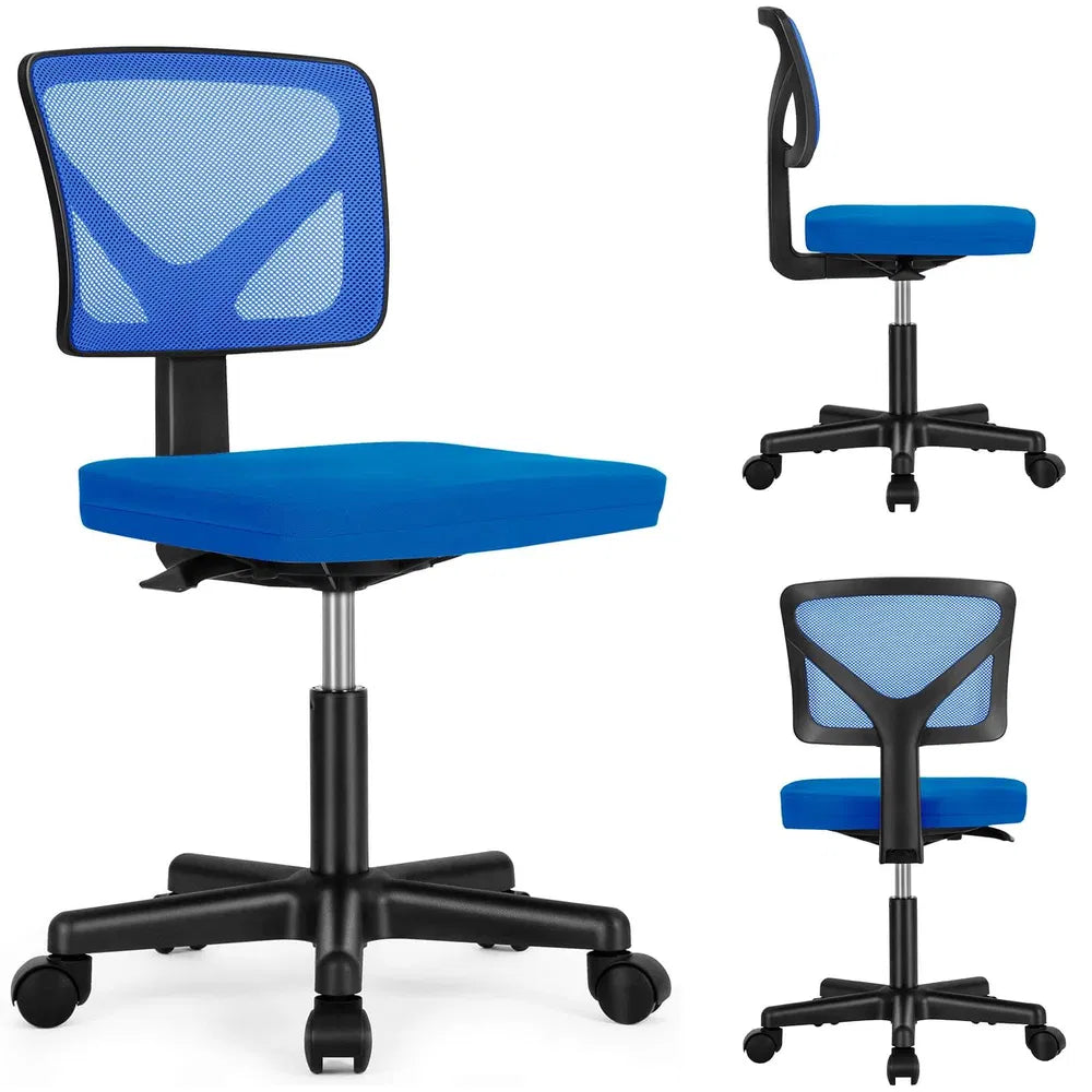 Low-Back Mesh Armless Office Chair,Swivel Rolling Computer Chair No Arms With Lumbar Support - view 2
