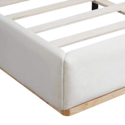 Elegant Upholstered Bed With Solid Wood Frame, Unlocking A New Experience Of Comfortable Sleeping, Queen, White - view 6