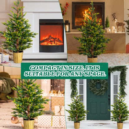 2 Pack 4 FT Dual Tone Artificial Christmas Tree With Pot Stand, Potted Xmas Pine Tree With 119 Branch Tips For Holiday - view 2