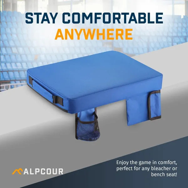 Alpcour Portable Extra Thick Stadium Seat Cushion - 21x 15 Inch Bleacher Cushion With Side Pocket - view 4