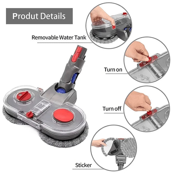 Electric Mop Head Set For V7 V8 V10 V11 V15 Vacuum Cleaner Parts, Mop Attachment With Water Tank, Cleaning Cloth - view 5