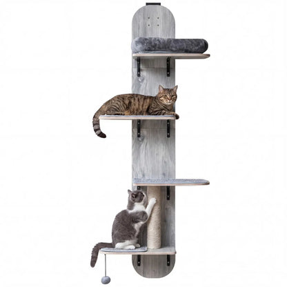 Door Hanging Cat Tree 5-Level Height Adjustable 4-Tier Climber No-Drill for Apartment Grey - view 5