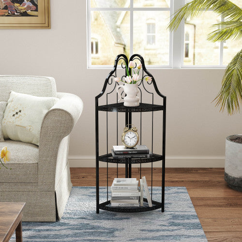 3-Tier Corner Open Shelf,Bookcase Freestanding Shelving Unit