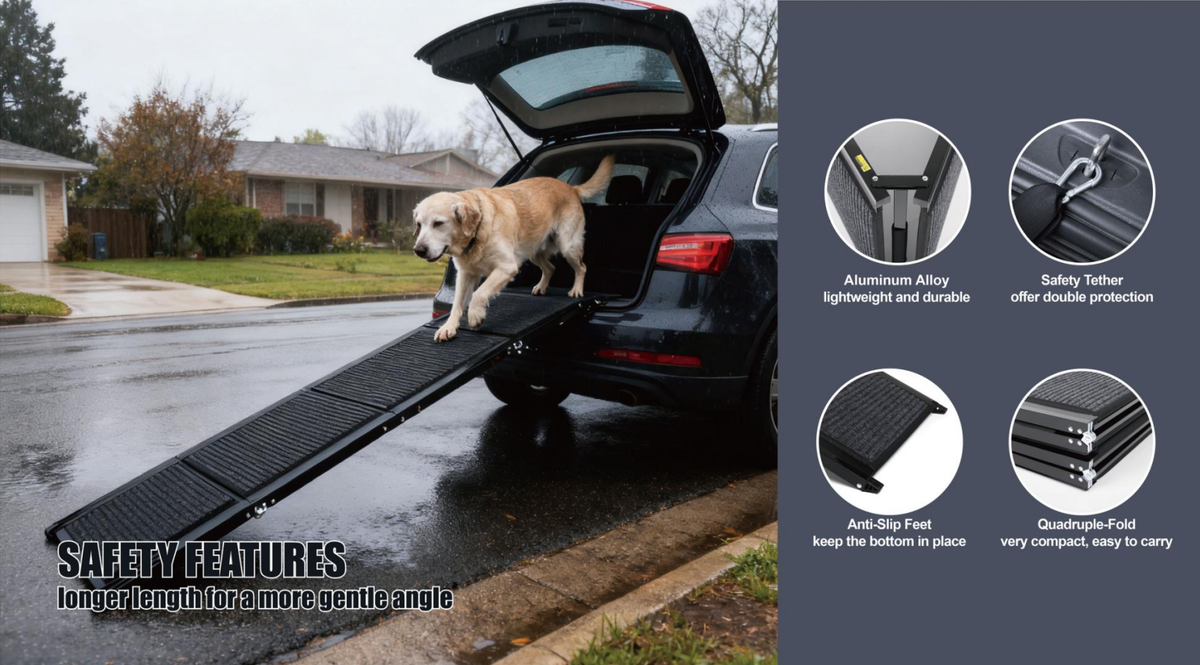 Dog Ramp For Car 71inch Long & 19.3inch Wide Portable Dog Ramps For Large Dogs With Non-Slip Rug Surface Dog Car Ramp - view 6