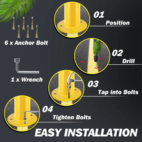 Safety Bollard Post, 36 Inch Height Steel Bollards, 3.5 Inch Diameter Parking Bollard - view 3