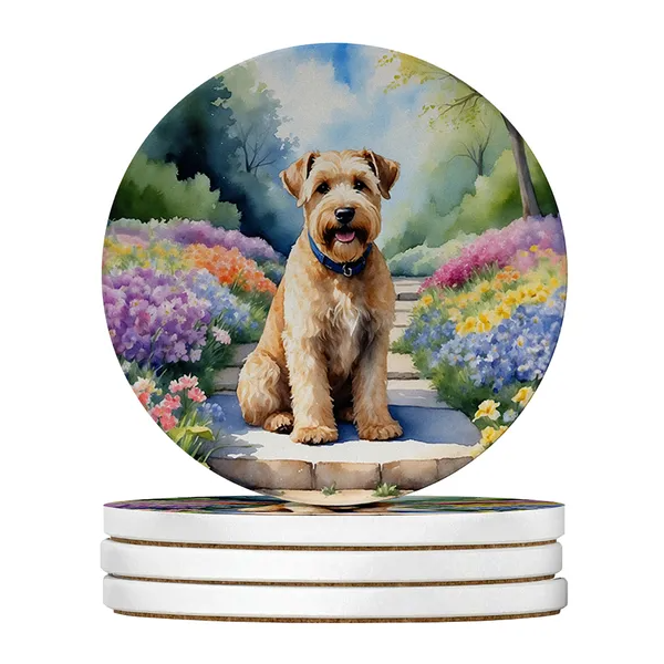 Silky Terrier Spring Path Large Sandstone Coasters Pack Of 4 Absorbent Round Coasters Decor Gifts For Men Or Women - view 7