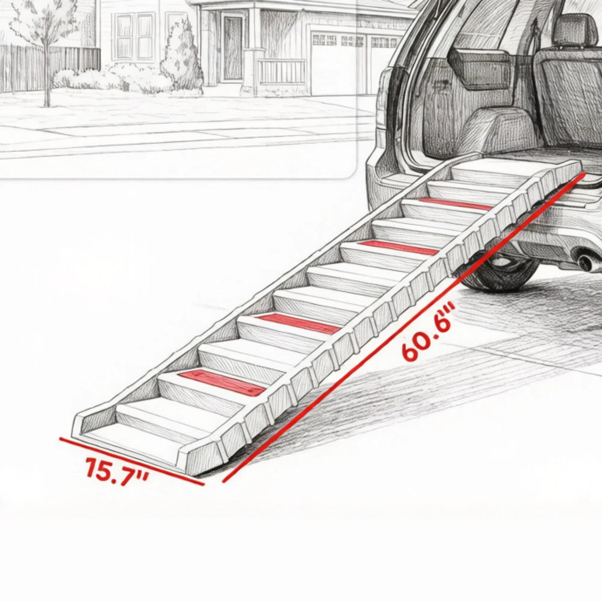 Brown Portable Dog Ramp Foldable Stairs for Medium Small Dogs to Get on Car Truck SUV - view 5