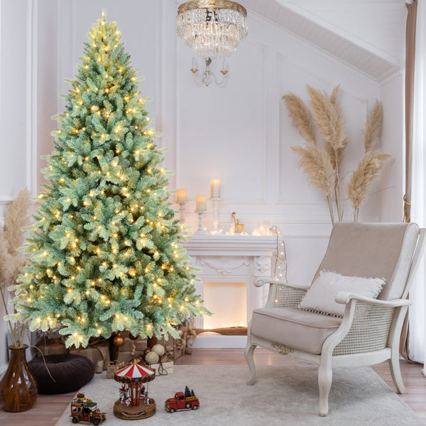 Artificial 7.5ft Blue Green Tint Christmas Tree With 2148 PE PVC Mixed Branch Tips, Memory Wire Iron Wire - view 4