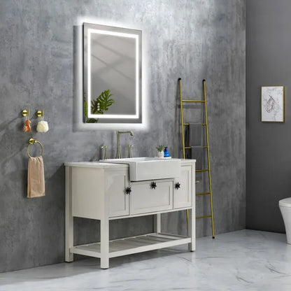 40x30 Inch LED Bathroom Mirror with Frontlit and Backlit, Wall Mounted Vanity Mirror with Smart Touch Button, Anti-Fog