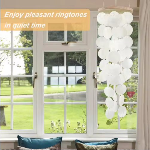 Wind Chimes For Outside Handcrafted Turquoise Capiz Shells Windchime Coastal Style Decor For Indoor Outdoors Garden - view 6