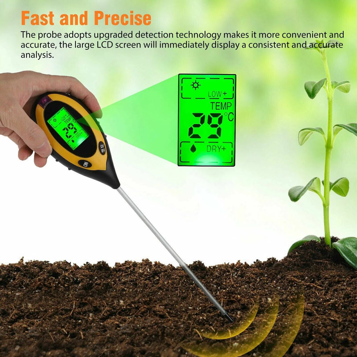 4 In 1 LCD Digital Soil Tester PH Water Temperature Sunlight Plant Test - view 2