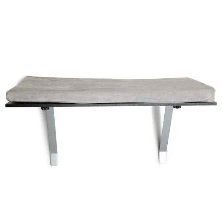 Cat Perch Window Mounted Shelf Bed With Velvet Cushion For Rest, Black Gray XH - view 10