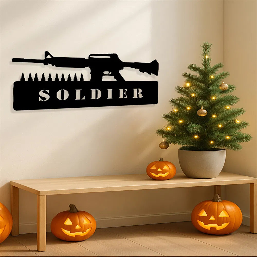 Vintage Patriotic Soldier iron Sign American Military Wall Decor for Home Bar Garage - view 3