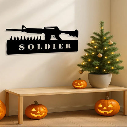 Vintage Patriotic Soldier iron Sign American Military Wall Decor for Home Bar Garage - view 3