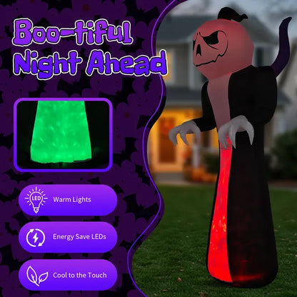 12FT Giant Halloween Inflatable Blow Up Decorations, Grim Reaper With Jack-o'-Lantern Pumpkin Head And 3-Color LED - view 5