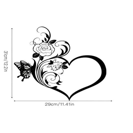 Vintage Heart Shaped iron Wall Art with Roses Butterflies Floral Decor for Living Room Bedroom Home Office