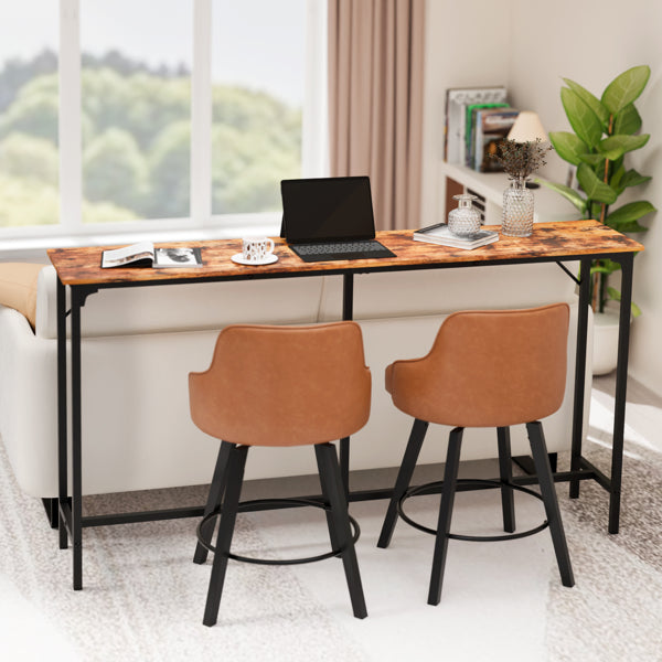 71-Inch Bar Table (Brown) - 209 Lbs Capacity Pub Height Table With Durable MDF Top & Metal Frame - view 3
